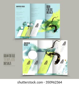 modern tri-fold brochure template design with attractive brush stroke