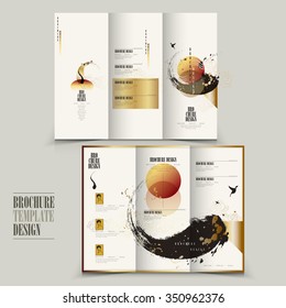 modern tri-fold brochure template design with attractive brush stroke
