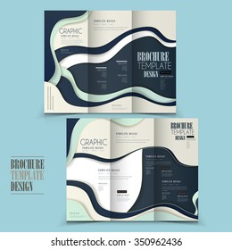 modern tri-fold brochure template design with wave elements