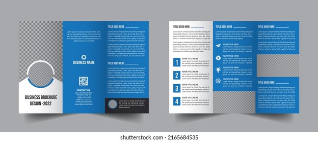 Modern trifold business brochure design, Business leaflet design, Blue and black color, a4 brochure design