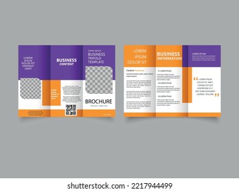 Modern trifold business brochure template. Flyer for printing. Catalog Vector Template.