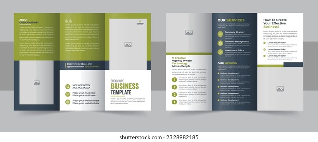 Modern trifold business brochure template, Corporate business trifold brochure template, Creative and Professional tri fold brochure vector design. modern trifold business brochure template