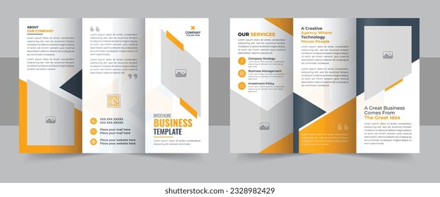 Modern trifold business brochure template, Corporate business trifold brochure template, Creative and Professional tri fold brochure vector design. Creative trifold business brochure template