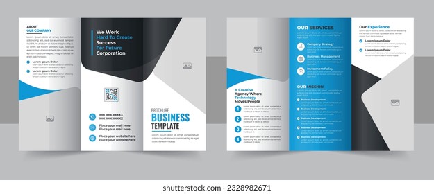 Modern trifold business brochure template, Corporate business trifold brochure template, Creative and Professional tri fold brochure vector design, trifold brochure design template