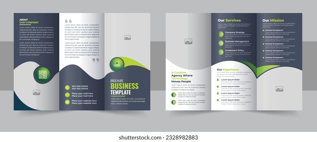 Modern trifold business brochure template, Corporate business trifold brochure template, Creative and Professional tri fold brochure vector design