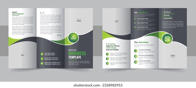 Modern trifold business brochure template, Corporate business trifold brochure template, Creative and Professional tri fold brochure vector design,  creative tri-fold