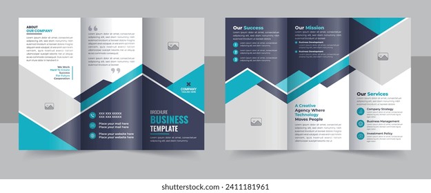 Modern trifold business brochure template, Corporate business trifold brochure template, Creative and Professional tri fold brochure vector design. Vector  trifold brochure template