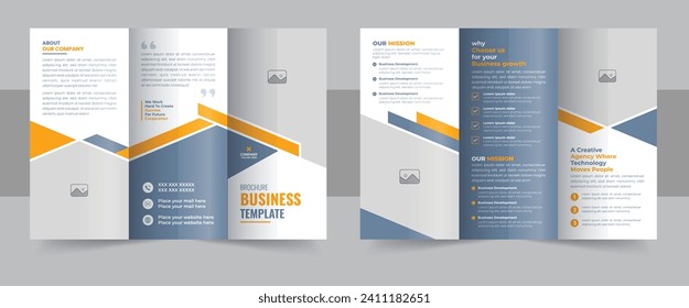 Modern trifold business brochure template, Corporate business trifold brochure template, Creative and Professional tri fold brochure vector design. minimal style trifold brochure design template