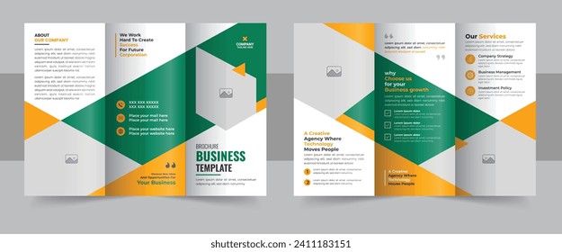 Modern trifold business brochure template, corporate, travel, home clean, construction, school admission, medical , health care, moving house service promotion trifold brochure design