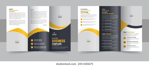 Modern trifold business brochure template, Corporate business trifold brochure template, Corporate trifold brochure template. Modern, Creative, and Professional tri-fold brochure vector design