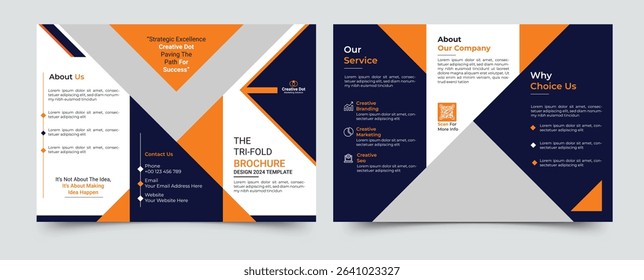 Modern trifold business brochure template, Corporate business trifold brochure template, Creative and Professional tri fold brochure vector design. minimal style trifold brochure design template