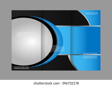 modern tri-fold template for advertising concept brochure in blue
