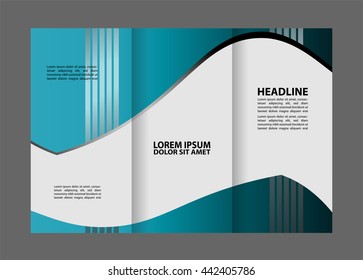 modern tri-fold template for advertising concept brochure in blue
