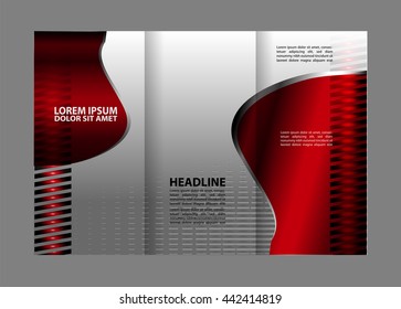 modern tri-fold template for advertising concept brochure in red
