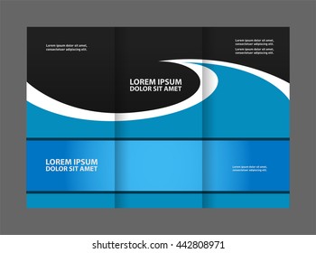 modern tri-fold template for advertising concept brochure in blue
