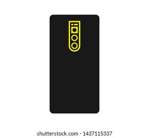 Modern triple camera smartphone back side line vector 