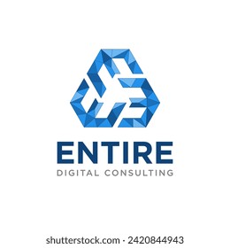 Modern Triple E Vector Symbol, Initial 3 E Geometric Lowpoly for Digital Strategy Consulting Logo Design