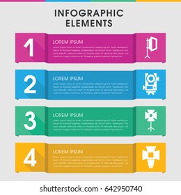 Modern tripod infographic template. infographic design with tripod icons includes level equipment. can be used for presentation, diagram, annual report, web design.