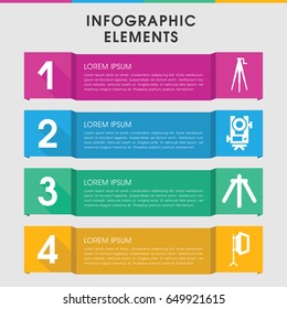 Modern tripod infographic template. infographic design with tripod icons includes level equipment. can be used for presentation, diagram, annual report, web design.
