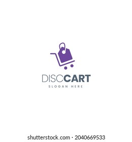 modern trolley and discount logo perfect for e commerce or online shop logo