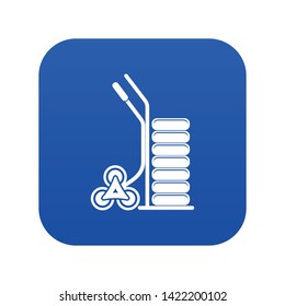 Modern trolley icon blue vector isolated on white background