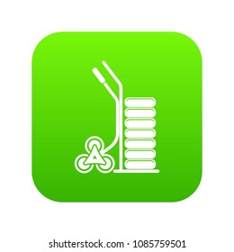 Modern trolley icon green vector isolated on white background