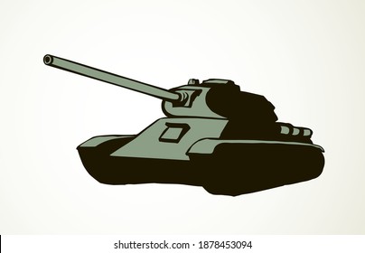 Modern troop missile shoot fire operation outline on white battlefield backdrop. Line black ink hand drawn aircraft howitzer wartime logo in art retro doodle cartoon style pen on paper space for text