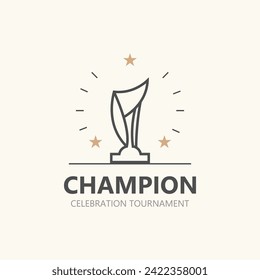Ganador del logotipo de la línea de trofeo moderna y diseño de la copa de campeonato, elemento simple minimalista