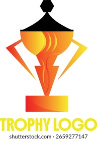 "Logotipo de trofeo moderno con gradiente amarillo, que simboliza la victoria, el logro y la excelencia, ideal para marcas deportivas, de premios o relacionadas con la competencia.
