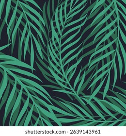 Modern tropical background. Green palm leaves vector backdrop idea for textile, home decor, banner, template, banner, poster, post card. Vector illustration. 