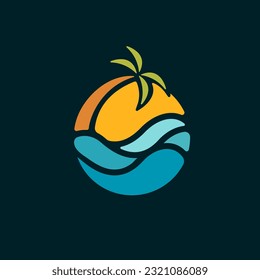 Modern tropical beach logo illustration design for your business