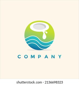 Modern tropical coconut logo design illustration