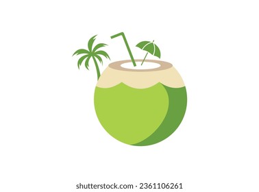 Modern tropical coconut logo design, Vector design template