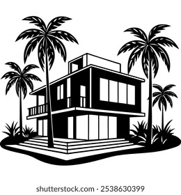 Modern Tropical House Vector Illustration