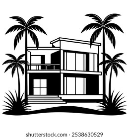 Modern Tropical House Vector Illustration