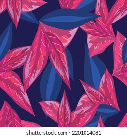 Modern Tropical Leafs Fashion Vector Background Pattern Seamless