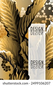 Modern tropical leaves background.Design with leaves,geomatric on gold gradient.Design is perfect for adding to web layout vector illustration and creativity for brochures,posters,covers,and cards.