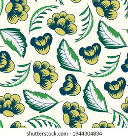 Hojas tropicales y patrones florales modernos, diseño de vector botánico sobre fondo blanco