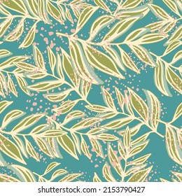 Patrón tropical moderno, hojas de palma sin costura. Patrón de hojas de jungla sin costuras. Fondo floral botánico. Fondo vegetal exótico. Diseño para tela, textil, envoltura, cubierta. Ilustración del vector