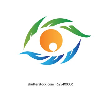 Modern Tropical Summer Logo Forming An Eye Symbol