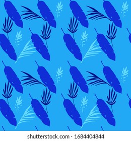 Modern Tropical Vector Seamless Pattern. Painted Floral Background. Cool Summer Textile. Elegant Male Shirt Female Dress Texture. Banana Leaves Dandelion Feather Monstera Tropical Seamless Pattern.