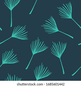 Modern Tropical Vector Seamless Pattern. Painted Floral Background. Feather Banana Leaves Monstera Dandelion Tropical Seamless Pattern. Cool Summer Fashion. Beautiful Male Shirt Female Dress Texture.