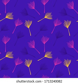 Modern Tropical Vector Seamless Pattern. Doodle Floral Background. Beautiful Male Shirt Female Dress Texture. Feather Banana Leaves Dandelion Monstera Tropical Seamless Pattern. Cool Summer Fashion.