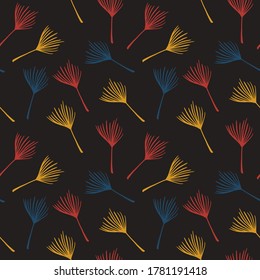Modern Tropical Vector Seamless Pattern. Painted Floral Background. Dandelion Monstera Banana Leaves Feather Tropical Seamless Pattern. Nice Summer Fashion. Elegant Male Shirt Female Dress Texture.