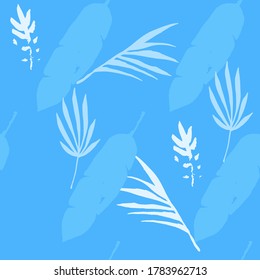 Modern Tropical Vector Seamless Pattern. Fine Summer Textile. Beautiful Male Shirt Female Dress Texture. Doodle Floral Background. Feather Dandelion Monstera Banana Leaves Tropical Seamless Pattern.