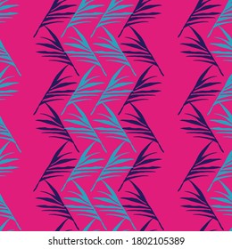 Modern Tropical Vector Seamless Pattern. Beautiful Male Shirt OR Female Dress Pattern. Drawn Floral Background. Tropical Leaves or feather Seamless Pattern. Cool Summer Textile.