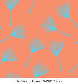 Modern Tropical Vector Seamless Pattern. Drawn Floral Background. Chic Summer Textile. Elegant Male Shirt Female Dress Texture. Feather Monstera Dandelion Banana Leaves Tropical Seamless Pattern.