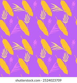 Modern Tropical Vector Seamless Pattern. Cool Summer Fashion. Painted Floral Background. Dandelion Monstera Banana Leaves Feather Tropical Seamless Pattern. Elegant Male Shirt Female Dress Texture.