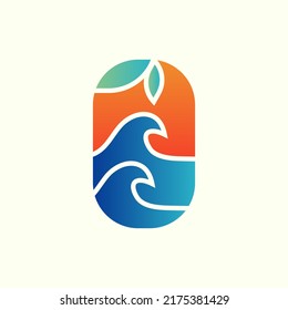 Modern tropical wave logo illustration design