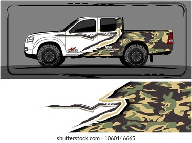 modern truck graphic. Abstract graphics design for Truck and vehicle vinyl wrap. Vector no gradients
